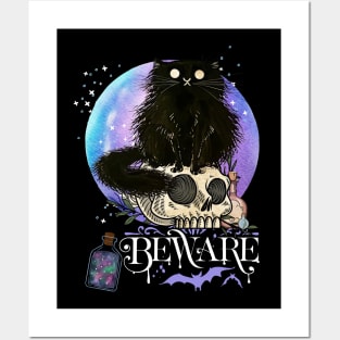 Black cat Magic Witch Tarot cards Beware potion witchy Witchcraft astrology Halloween Posters and Art